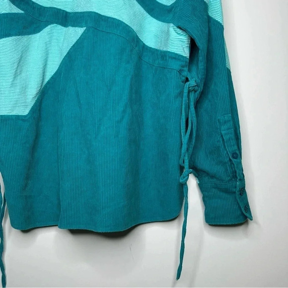 Reebok x Cardi B Seaport Teal Corduroy Cover-Up Shirt Jacket Size XS - Picture 11 of 12